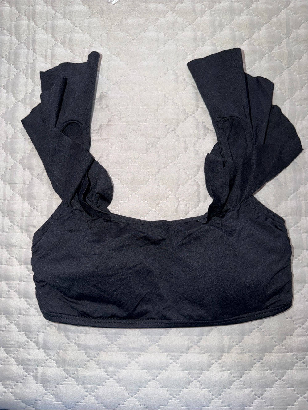 Vince Camuto Black Ruffle Bikini Top